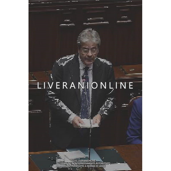 Camera la votazione di fiducia sulle dichiarazioni programmatiche del presidente del Consiglio Paolo Gentiloni Roma 13 dicembre 2016 nella foto Paolo Gentiloni durante il discorso all\'aula ©Corradetti / AGENZIA ALDO LIVERANI SAS