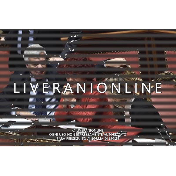 Senato Seduta Pubblica. Discussione sulle comunicazioni del Presidente del Consiglio dei Ministri Paolo Gentiloni Roma 14 dicembre 2016 nella foto Gian Luca Galletti Valeria fedeli e Marianna Madia ©Corradetti / AGENZIA ALDO LIVERANI SAS