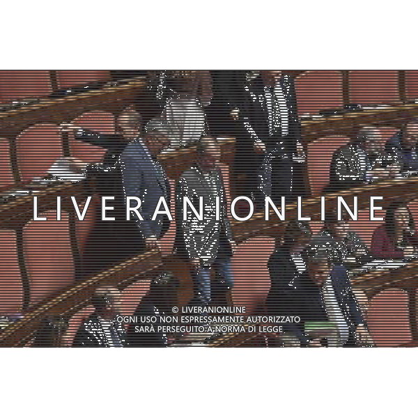 Senato Seduta Pubblica. Dibattito sulla fiducia al nuovo esecutivo Roma 14 dicembre 2016 nella foto i banchi dei deputati e parlamentari della Lega Nord che lasciano l\'aula - roberto calderoli ©Corradetti / AGENZIA ALDO LIVERANI SAS