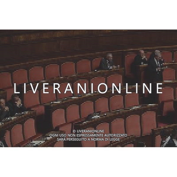 Senato Seduta Pubblica. Dibattito sulla fiducia al nuovo esecutivo Roma 14 dicembre 2016 nella foto i banchi dei deputati e parlamentari della Lega Nord vuoti dopo che hanno lasciato l\'aula ©Corradetti / AGENZIA ALDO LIVERANI SAS