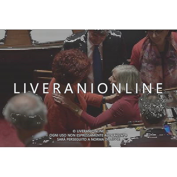 Senato Seduta Pubblica. Dibattito sulla fiducia al nuovo esecutivo Roma 14 dicembre 2016 nella foto Valeria fedeli con Stefania Giannini ©Corradetti / AGENZIA ALDO LIVERANI SAS