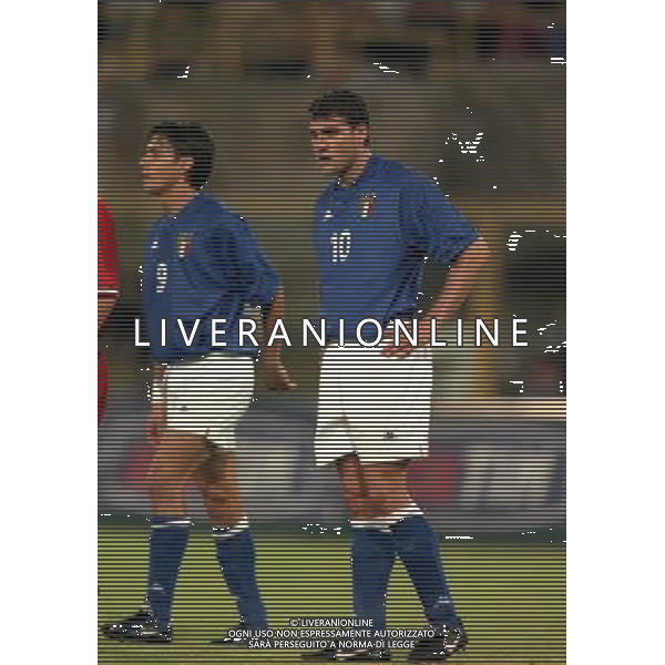05-06 1999 BOLOGNA STADIO DALL\'ARA ITALIA GALLES NELLA FOTO FILIPPO INZAGHI E CHRISTIAN VIERI AG ALDO LIVERANI SAS