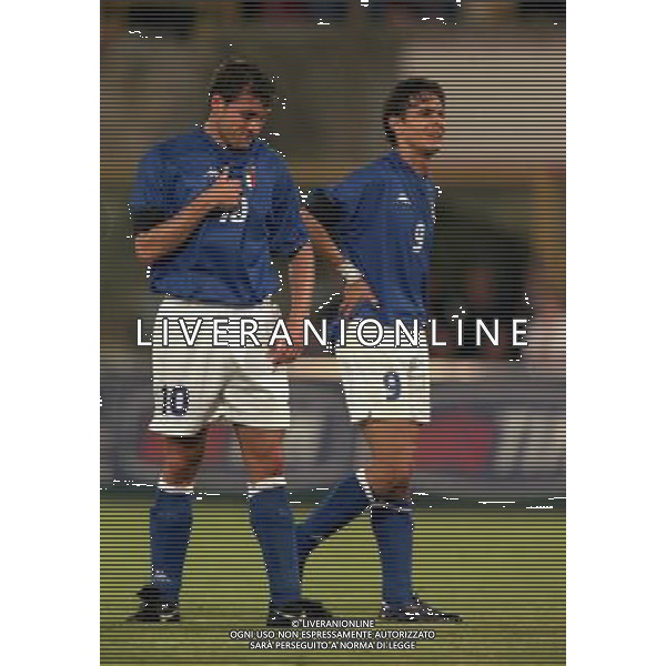 05-06 1999 BOLOGNA STADIO DALL\'ARA ITALIA GALLES NELLA FOTO FILIPPO INZAGHI E CHRISTIAN VIERI AG ALDO LIVERANI SAS