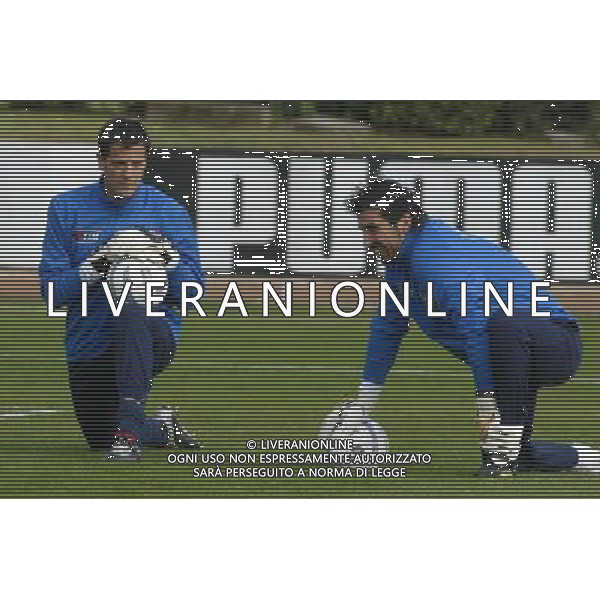 COVERCIANO 22/03/05 ALLENAMENTO DELLA NAZIONALE NELLA FOTO ROMA FLAVIO CON BUFFON GIANLUIGI PH GIANNI NUCCI/AG.ALDO LIVERANI