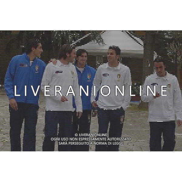 COVERCIANO 23/03/05 ALLENAMENTO DELLA NAZIONALE ITALIANA NELLA FOTO IL GRUPPO DEI GIOCATORI DEL PALERMO: ANDREA BARZAGLI, FABIO GROSSO, CHRISTIAN ZACCARDO, LUCA TONI E SIMONE BARONE PH GIANNI NUCCI/AGENZIA ALDO LIVERANI