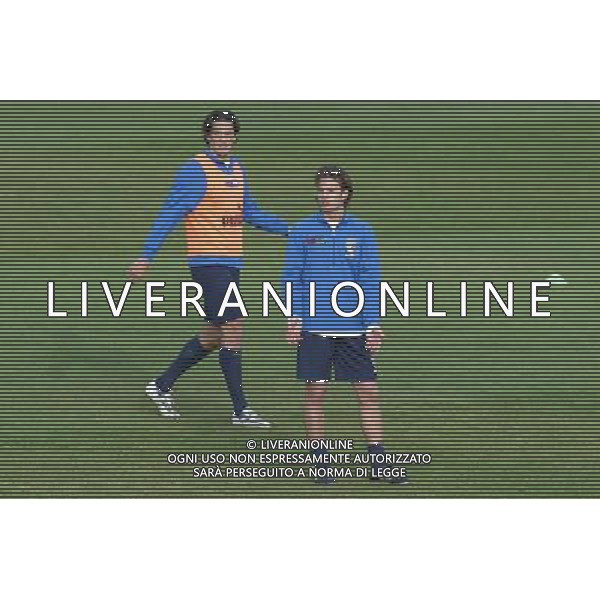 COVERCIANO 23/03/05 ALLENAMENTO DELLA NAZIONALE ITALIANA NELLA FOTO LUCA TONI E ALBERTO GILARDINO PH GIANNI NUCCI/AGENZIA ALDO LIVERANI