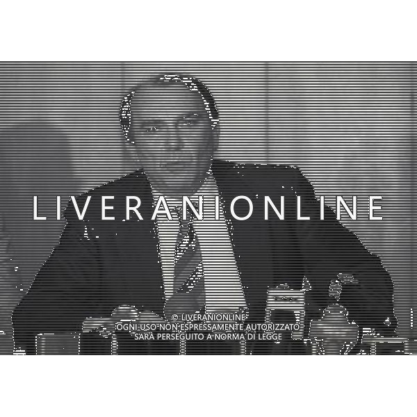 1995 MILANO CONFERENZA STAMPA DEL PRESIDENTE DELL\'INTER ERNESTO PELLEGRINI CHE HA CEDUTO LA SOCIETA INTER A MASSIMO MORATTI AG ALDO LIVERANI SAS