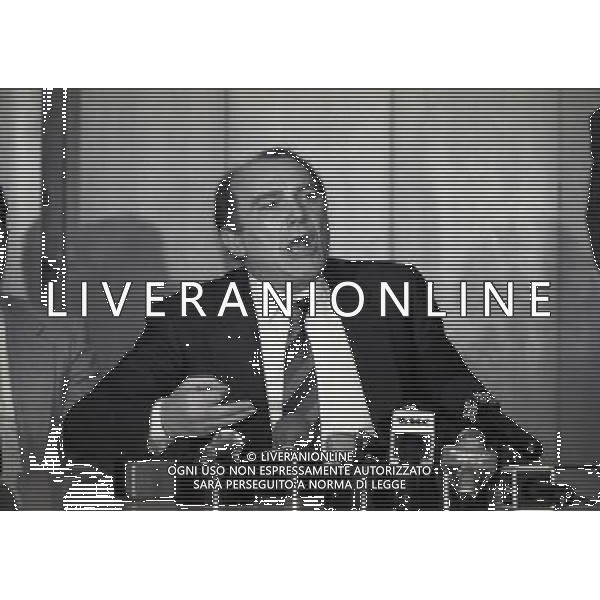 1995 MILANO CONFERENZA STAMPA DEL PRESIDENTE DELL\'INTER ERNESTO PELLEGRINI CHE HA CEDUTO LA SOCIETA INTER A MASSIMO MORATTI AG ALDO LIVERANI SAS