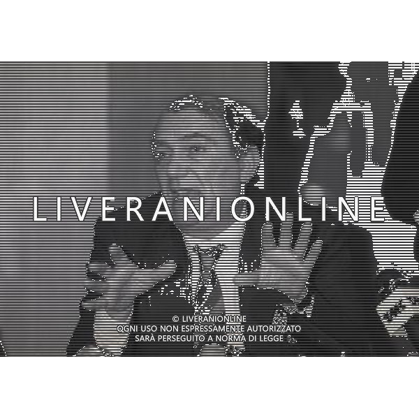 1995 MILANO CONFERENZA STAMPA DEL PRESIDENTE DELL\'INTER ERNESTO PELLEGRINI CHE HA CEDUTO LA SOCIETA INTER A MASSIMO MORATTI AG ALDO LIVERANI SAS