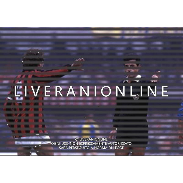 RETROSPETTIVA ROSARIO LO BELLO ARBITRO CALCIO NELLA FOTO ROSARIO LO BELLO CON FRANCO BARESI AG ALDO LIVERANI SAS