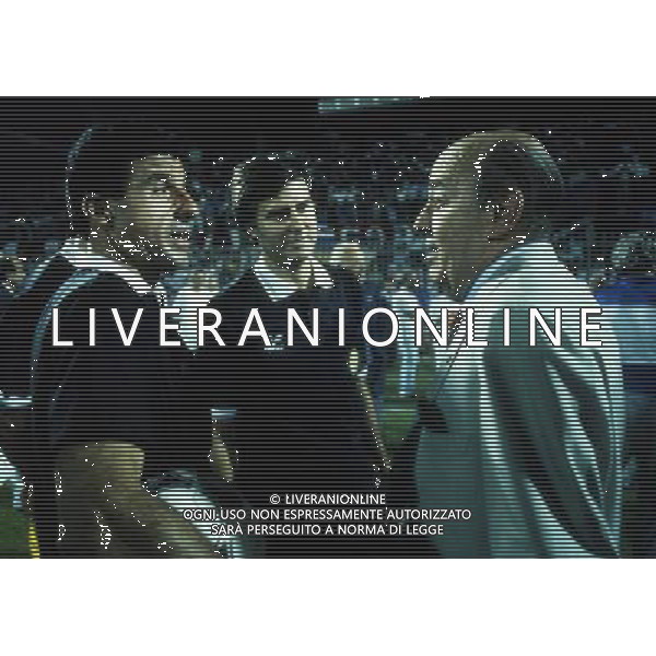 RETROSPETTIVA ROSARIO LO BELLO ARBITRO CALCIO NELLA FOTO ROSARIO LO BELLO CON IL PRESIDENTE DELLA SAMPDORIA PAOLO MANTOVANI AG ALDO LIVERANI SAS