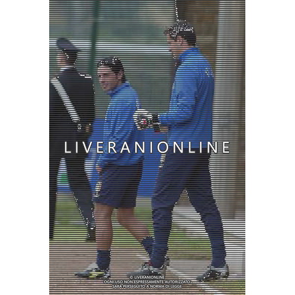 COVERCIANO 24/03/05 ALLENAMENTO DELLA NAZIONALE ITALIANA NELLA FOTO MAURO ESPOSITO E FLAVIO ROMA PH GIANNI NUCCI/AGENZIA ALDO LIVERANI