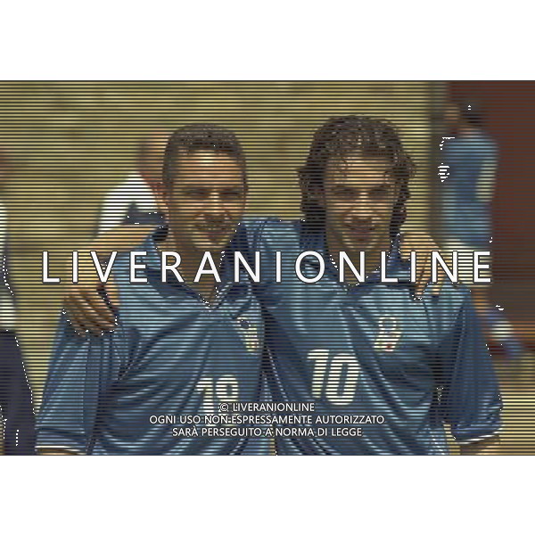 COVERCIANO 30-05-1998 RITIRO NAZIONALE ITALIANA PREPARAZIONE AI MONDIALI DI FRANCIA 1998 NELLA FOTO ROBERTO BAGGIO E ALESSANDRO DEL PIERO AG ALDO LIVERANI SAS