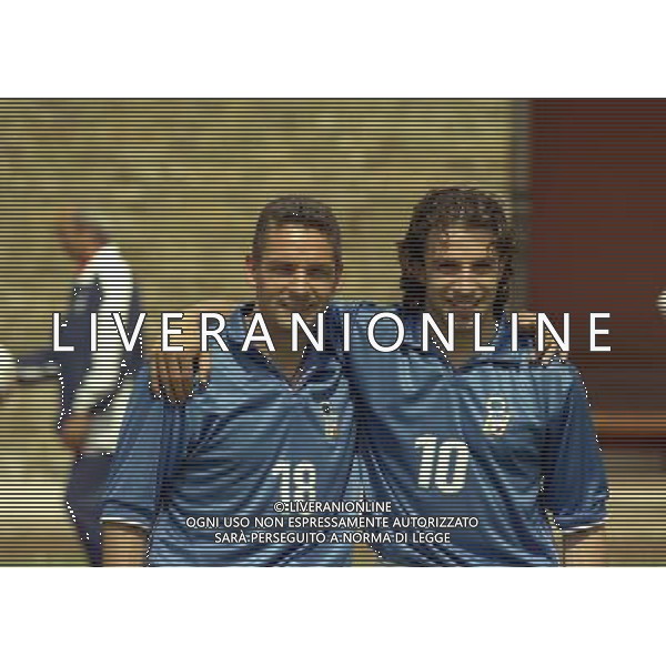 COVERCIANO 30-05-1998 RITIRO NAZIONALE ITALIANA PREPARAZIONE AI MONDIALI DI FRANCIA 1998 NELLA FOTO ROBERTO BAGGIO E ALESSANDRO DEL PIERO AG ALDO LIVERANI SAS