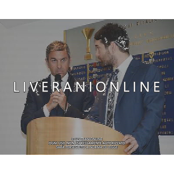 Presentazione della nuova collezione di figurine Panini Calciatori 2016-2017 Milano - 09.01.2017 Nella Foto:Alessandro Costacurta e il giornalista di Sky Marco Cattaneo /Ph.Vitez-Ag. Aldo Liverani