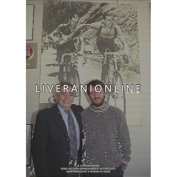 MILANO VISITA DI GIOBVANNI SOLDINI ALLA REDAZIONE DELLA GAZZETTA DELLO SPORT IN VIA SOLFERINO NELLA FOTO GIOVANNI SOLDINI CON CANDIDO CANNAVO AG ALDO LIVERANI SAS
