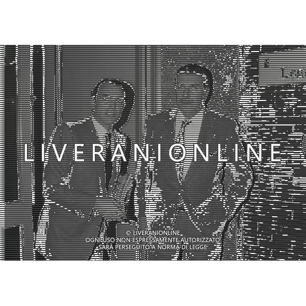 RIUNINONE LEGA CALCIO IN VIA FILIPPETTI A MILANO NELLA FOTO GIUSEPPE FARINA CON ERNESTO PELLEGRINI AG ALDO LIVERANI SAS