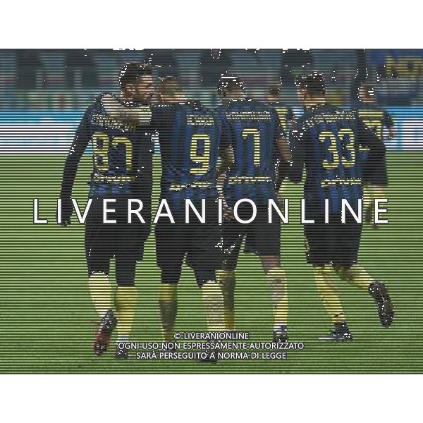 Coppa Italia TIM Cup 2016/2017 Quinto Turno Milano - 17.01.2017 Inter-Bologna Nella Foto: esultanza dopo il gol di antonio candreva con mauro icardi, kondogbia e danilo d\'ambrosio /Ph.Vitez-Ag. Aldo Liverani