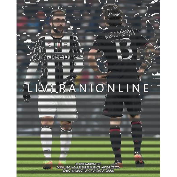 Coppa Italia TIM Cup 2016/2017 Quarti di Finale Torino - 25.01.2017 Juventus-Milan Nella Foto:higuain gonzalo e alessio romagnoli /Ph.Vitez-Ag. Aldo Liverani