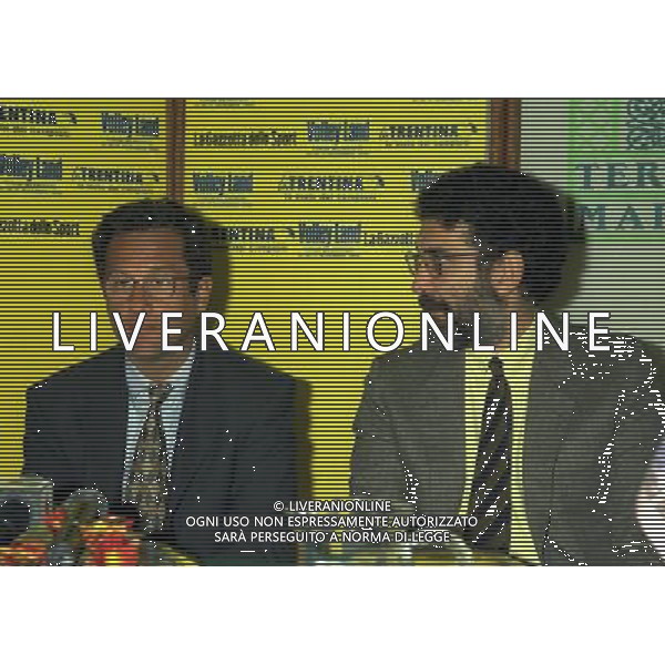 MILANO 05-11-1996 CONFERENZA STAMPA VOLLEYLAND NELLA FOTO JULIO VELASCO-LANFRANCO VACCARI AG ALDO LIVERANI SAS