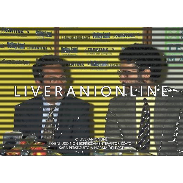 MILANO 05-11-1996 CONFERENZA STAMPA VOLLEYLAND NELLA FOTO JULIO VELASCO-LANFRANCO VACCARI AG ALDO LIVERANI SAS