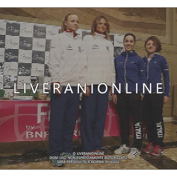 Fed Cup 2017 by BNP Paribas Italia - Slovacchia Cerimonia di sorteggio 10/02/2017 nella foto: REBECCA SRAMKOVA DANIELA HANTUCHOVA MARTINA TREVISAN JASMINE PAOLINI Â©Claudio Zamagni/Agenzia Aldo Liverani REBECCA SRAMKOVA DANIELA HANTUCHOVA MARTINA TREVISAN JASMINE PAOLINI during official draw ceremony ahead of the FED CUP by BNP Paribas World Group II between ITALY and SLOVAKIA at Sala Randi ForlÃ¬ City Hall on February 10th 2017 Italy. Photo credit by CLAUDIO ZAMAGNI/ALDO LIVERANI PHOTO AGENCY / AGENZIA ALDO LIVERANI SAS