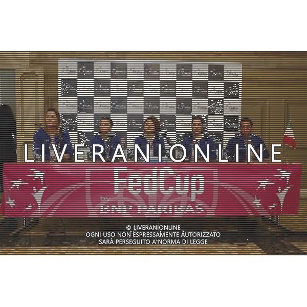 Fed Cup 2017 by BNP Paribas Italia - Slovacchia Cerimonia di sorteggio 10/02/2017 nella foto: SARA ERRANI FRANCESCA SCHIAVONE JASMINE PAOLINI MARTINA TREVISAN Â©Claudio Zamagni/Agenzia Aldo Liverani SARA ERRANI FRANCESCA SCHIAVONE JASMINE PAOLINI MARTINA TREVISAN during official draw ceremony ahead of the FED CUP by BNP Paribas World Group II between ITALY and SLOVAKIA at Sala Randi ForlÃ¬ City Hall on February 10th 2017 Italy. Photo credit by CLAUDIO ZAMAGNI/ALDO LIVERANI PHOTO AGENCY / AGENZIA ALDO LIVERANI SAS