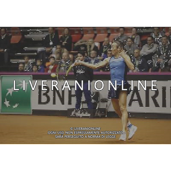 Fed Cup 2017 by BNP Paribas World Group II Italia - Slovacchia Giorno 1 Francesca Schiavone vs Anna Karolina Schmiedlova 11/02/2017 nella foto: FRANCESCA SCHIAVONE Â©Claudio Zamagni/Agenzia Aldo Liverani FRANCESCA SCHIAVONE during single match Francesca Schiavone against Anna Karolina Schmiedlova International Tennis FED CUP by BNP Paribas World Group II between ITALY and SLOVAKIA at PalaGalassi ForlÃ¬ on February 11th 2017 Italy. Photo credit by CLAUDIO ZAMAGNI/ALDO LIVERANI PHOTO AGENCY