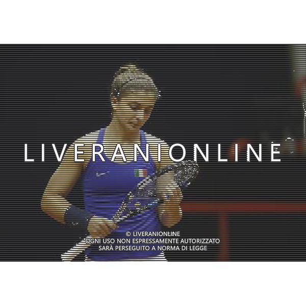 Fed Cup 2017 by BNP Paribas World Group II Italia - Slovacchia Giorno 1 Sara Errani vs Rebecca Sramkova 11/02/2017 nella foto: SARA ERRANI Â©Claudio Zamagni/Agenzia Aldo Liverani SARA ERRANI during single match Sara Errani against Rebecca Sramkova International Tennis FED CUP by BNP Paribas World Group II between ITALY and SLOVAKIA at PalaGalassi ForlÃ¬ on February 11th 2017 Italy. Photo credit by CLAUDIO ZAMAGNI/ALDO LIVERANI PHOTO AGENCY