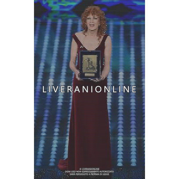 67mo Festival di Sanremo della Canzone Italiana Sanremo (IM) - 11.02.2017 Serata Finale Nella Foto:Fiorella Mannoia,Ermal Meta,Al Bano e Francesco Gabbani premiati, premio Miglior Testo,premio Miglior Arrangiamento,Premio della critica Mia Martini,Premio Lucio Dalla /Ph.Vitez-Ag. Aldo Liverani
