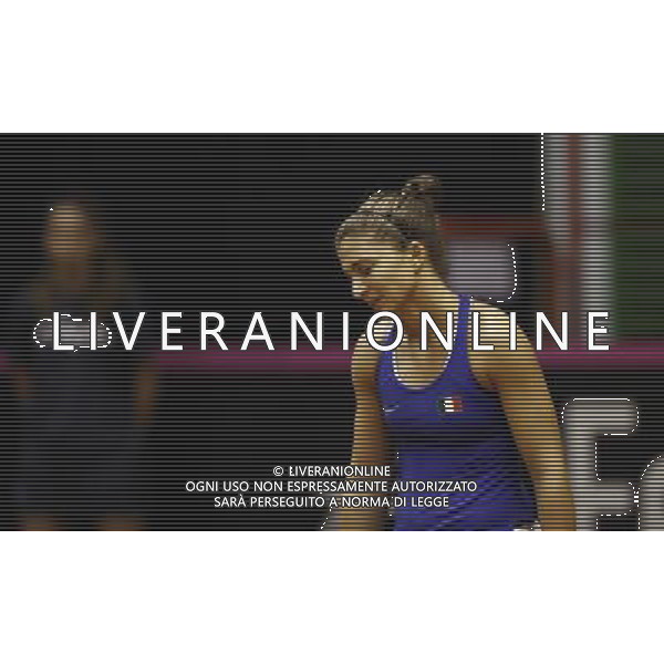 Fed Cup 2017 by BNP Paribas World Group II Italia - Slovacchia Giorno 2 Sara Errani vs Daniela Hantuchova 12/02/2017 nella foto: SARA ERRANI Â©Claudio Zamagni/Agenzia Aldo Liverani SARA ERRANI during single match Sara Errani against Daniela Hantuchova International Tennis FED CUP by BNP Paribas World Group II between ITALY and SLOVAKIA at PalaGalassi ForlÃ¬ on February 12th 2017 Italy. Photo credit by CLAUDIO ZAMAGNI/ALDO LIVERANI PHOTO AGENCY
