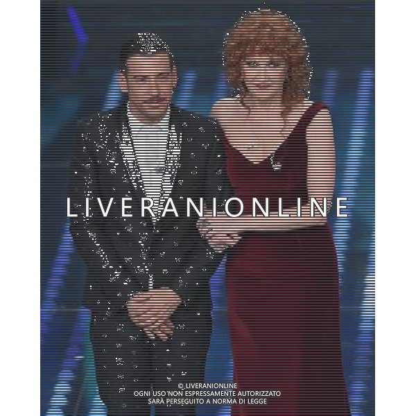 67mo Festival di Sanremo della Canzone Italiana Sanremo (IM) - 11.02.2017 Serata Finale Nella Foto:Francesco Gabbani vincitore del Festival di Sanremo con Fiorella Mannoia seconda /Ph.Vitez-Ag. Aldo Liverani