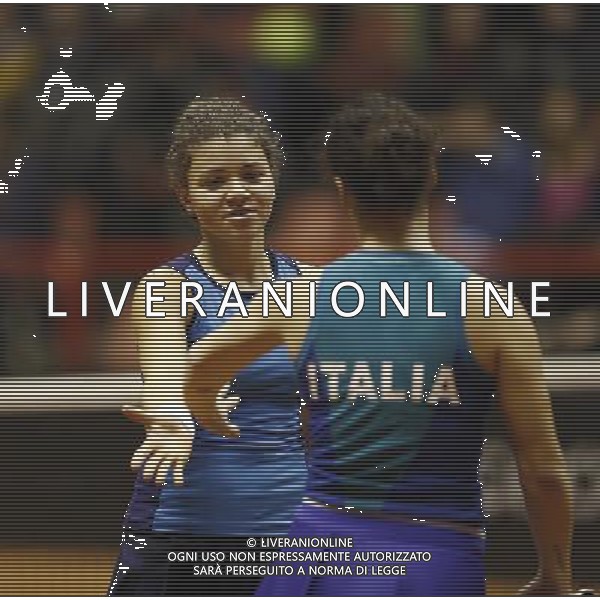 Fed Cup 2017 by BNP Paribas World Group II Italia - Slovacchia Giorno 2 Jasmine Paolini Martina Trevisan vs Daniela Hatuchkova Rebecca Sramkova 12/02/2017 nella foto: JASMINE PAOLINI MARTINA TREVISAN Â©Claudio Zamagni/Agenzia Aldo Liverani JASMINE PAOLINI MARTINA TREVISAN during double match Jasmine Paolini Martina Trevisam against Daniela Hantuchkova Rebecca Sramkova International Tennis FED CUP by BNP Paribas World Group II between ITALY and SLOVAKIA at PalaGalassi ForlÃ¬ on February 12th 2017 Italy. Photo credit by CLAUDIO ZAMAGNI/ALDO LIVERANI PHOTO AGENCY / AGENZIA ALDO LIVERANI SAS