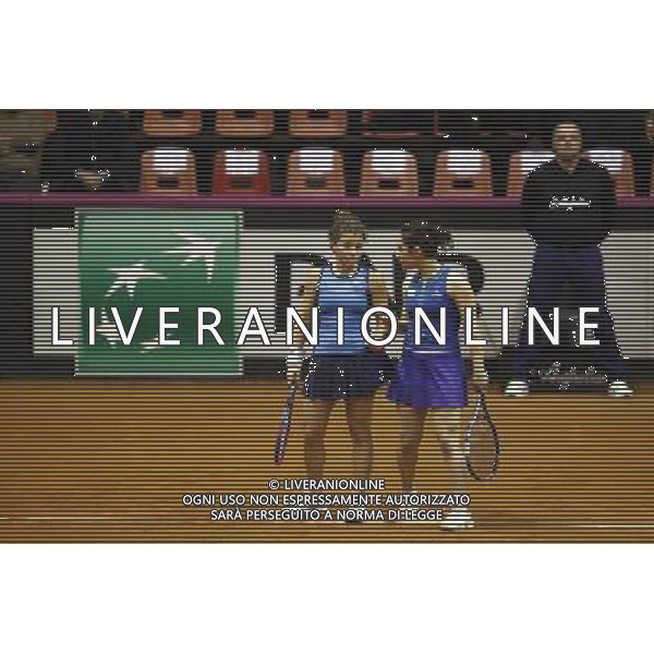 Fed Cup 2017 by BNP Paribas World Group II Italia - Slovacchia Giorno 2 Jasmine Paolini Martina Trevisan vs Daniela Hatuchkova Rebecca Sramkova 12/02/2017 nella foto: JASMINE PAOLINI MARTINA TREVISAN Â©Claudio Zamagni/Agenzia Aldo Liverani JASMINE PAOLINI MARTINA TREVISAN during double match Jasmine Paolini Martina Trevisam against Daniela Hantuchkova Rebecca Sramkova International Tennis FED CUP by BNP Paribas World Group II between ITALY and SLOVAKIA at PalaGalassi ForlÃ¬ on February 12th 2017 Italy. Photo credit by CLAUDIO ZAMAGNI/ALDO LIVERANI PHOTO AGENCY / AGENZIA ALDO LIVERANI SAS