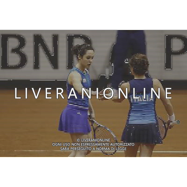 Fed Cup 2017 by BNP Paribas World Group II Italia - Slovacchia Giorno 2 Jasmine Paolini Martina Trevisan vs Daniela Hatuchkova Rebecca Sramkova 12/02/2017 nella foto: Â©Claudio Zamagni/Agenzia Aldo Liverani during double match Jasmine Paolini Martina Trevisam against Daniela Hantuchkova Rebecca Sramkova International Tennis FED CUP by BNP Paribas World Group II between ITALY and SLOVAKIA at PalaGalassi ForlÃ¬ on February 12th 2017 Italy. Photo credit by CLAUDIO ZAMAGNI/ALDO LIVERANI PHOTO AGENCY / AGENZIA ALDO LIVERANI SAS