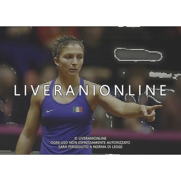 Fed Cup 2017 by BNP Paribas World Group II Italia - Slovacchia Giorno 2 Sara Errani vs Daniela Hantuchova 12/02/2017 nella foto: SARA ERRANI Â©Claudio Zamagni/Agenzia Aldo Liverani SARA ERRANI during single match Sara Errani against Daniela Hantuchova International Tennis FED CUP by BNP Paribas World Group II between ITALY and SLOVAKIA at PalaGalassi ForlÃ¬ on February 12th 2017 Italy. Photo credit by CLAUDIO ZAMAGNI/ALDO LIVERANI PHOTO AGENCY