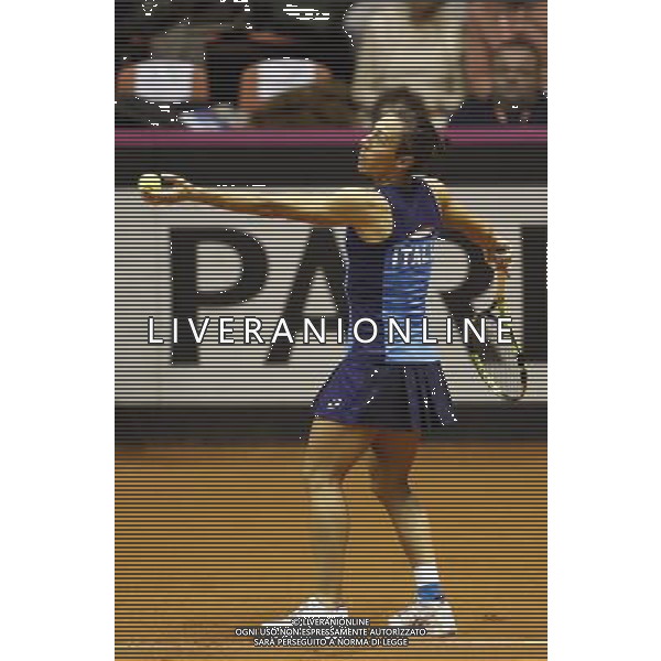 Fed Cup 2017 by BNP Paribas World Group II Italia - Slovacchia Giorno 2 Francesca schiavone vs Rebecca Sramkova 12/02/2017 nella foto:FRANCESCA SCHIAVONE Â©Claudio Zamagni/Agenzia Aldo Liverani FRANCESCA SCHIAVONE during single match Francesca Schiavone against Rebecca Sramkova International Tennis FED CUP by BNP Paribas World Group II between ITALY and SLOVAKIA at PalaGalassi ForlÃ¬ on February 12th 2017 Italy. Photo credit by CLAUDIO ZAMAGNI/ALDO LIVERANI PHOTO AGENCY