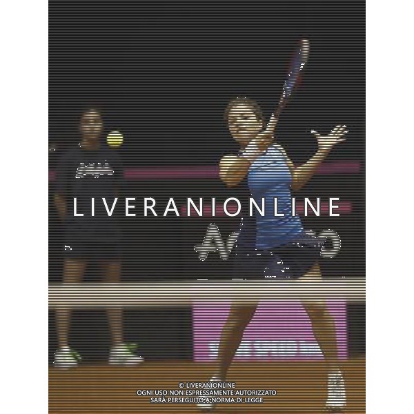 Fed Cup 2017 by BNP Paribas World Group II Italia - Slovacchia Giorno 2 Jasmine Paolini Martina Trevisan vs Daniela Hatuchkova Rebecca Sramkova 12/02/2017 nella foto: JASMINE PAOLINI Â©Claudio Zamagni/Agenzia Aldo Liverani JASMINE PAOLINI during double match Jasmine Paolini Martina Trevisam against Daniela Hantuchkova Rebecca Sramkova International Tennis FED CUP by BNP Paribas World Group II between ITALY and SLOVAKIA at PalaGalassi ForlÃ¬ on February 12th 2017 Italy. Photo credit by CLAUDIO ZAMAGNI/ALDO LIVERANI PHOTO AGENCY