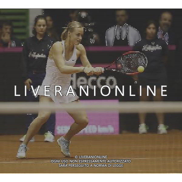 Fed Cup 2017 by BNP Paribas World Group II Italia - Slovacchia Giorno 2 Jasmine Paolini Martina Trevisan vs Daniela Hatuchkova Rebecca Sramkova 12/02/2017 nella foto: ANNA KAROLINA SCHMIEDLOVA Â©Claudio Zamagni/Agenzia Aldo Liverani during double match Jasmine Paolini Martina Trevisam against ANNA KAROLINA SCHMIEDLOVA Rebecca Sramkova International Tennis FED CUP by BNP Paribas World Group II between ITALY and SLOVAKIA at PalaGalassi ForlÃ¬ on February 12th 2017 Italy. Photo credit by CLAUDIO ZAMAGNI/ALDO LIVERANI PHOTO AGENCY