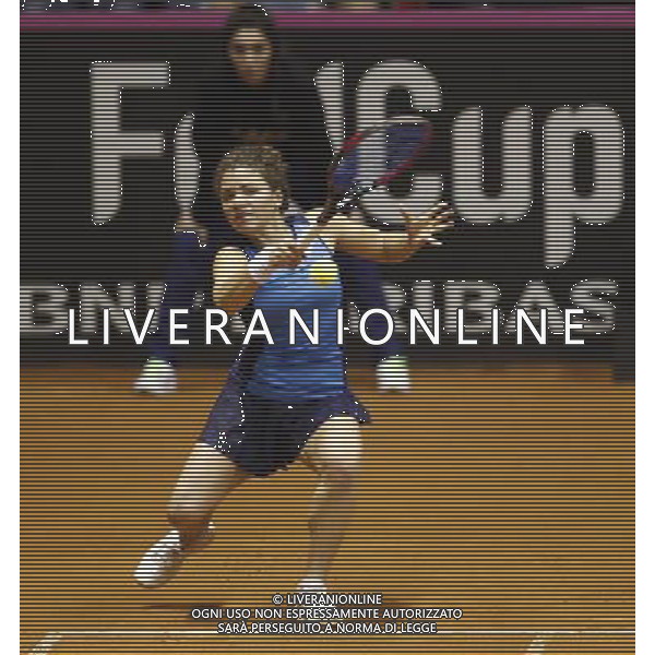 Fed Cup 2017 by BNP Paribas World Group II Italia - Slovacchia Giorno 2 Jasmine Paolini Martina Trevisan vs Daniela Hatuchkova Rebecca Sramkova 12/02/2017 nella foto: JASMINE PAOLINI Â©Claudio Zamagni/Agenzia Aldo Liverani JASMINE PAOLINI during double match Jasmine Paolini Martina Trevisam against Daniela Hantuchkova Rebecca Sramkova International Tennis FED CUP by BNP Paribas World Group II between ITALY and SLOVAKIA at PalaGalassi ForlÃ¬ on February 12th 2017 Italy. Photo credit by CLAUDIO ZAMAGNI/ALDO LIVERANI PHOTO AGENCY
