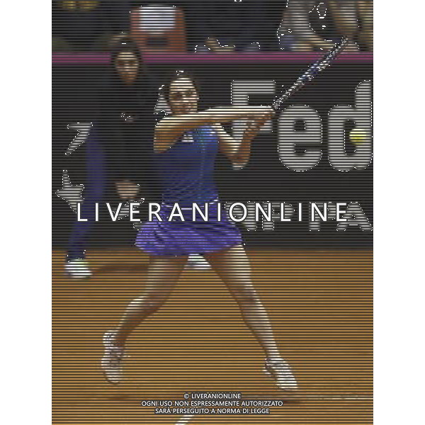 Fed Cup 2017 by BNP Paribas World Group II Italia - Slovacchia Giorno 2 Jasmine Paolini Martina Trevisan vs Daniela Hatuchkova Rebecca Sramkova 12/02/2017 nella foto: MARTINA TREVISAN Â©Claudio Zamagni/Agenzia Aldo Liverani MARTINA TREVISAN during double match Jasmine Paolini Martina Trevisam against Daniela Hantuchkova Rebecca Sramkova International Tennis FED CUP by BNP Paribas World Group II between ITALY and SLOVAKIA at PalaGalassi ForlÃ¬ on February 12th 2017 Italy. Photo credit by CLAUDIO ZAMAGNI/ALDO LIVERANI PHOTO AGENCY