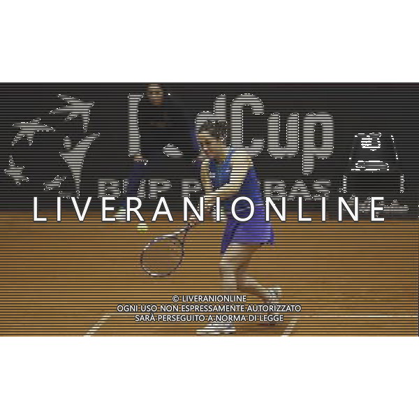 Fed Cup 2017 by BNP Paribas World Group II Italia - Slovacchia Giorno 2 Jasmine Paolini Martina Trevisan vs Daniela Hatuchkova Rebecca Sramkova 12/02/2017 nella foto: MARTINA TREVISAN Â©Claudio Zamagni/Agenzia Aldo Liverani MARTINA TREVISAN during double match Jasmine Paolini Martina Trevisam against Daniela Hantuchkova Rebecca Sramkova International Tennis FED CUP by BNP Paribas World Group II between ITALY and SLOVAKIA at PalaGalassi ForlÃ¬ on February 12th 2017 Italy. Photo credit by CLAUDIO ZAMAGNI/ALDO LIVERANI PHOTO AGENCY