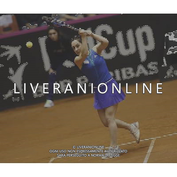 Fed Cup 2017 by BNP Paribas World Group II Italia - Slovacchia Giorno 2 Jasmine Paolini Martina Trevisan vs Daniela Hatuchkova Rebecca Sramkova 12/02/2017 nella foto: MARTINA TREVISAN Â©Claudio Zamagni/Agenzia Aldo Liverani MARTINA TREVISAN during double match Jasmine Paolini Martina Trevisam against Daniela Hantuchkova Rebecca Sramkova International Tennis FED CUP by BNP Paribas World Group II between ITALY and SLOVAKIA at PalaGalassi ForlÃ¬ on February 12th 2017 Italy. Photo credit by CLAUDIO ZAMAGNI/ALDO LIVERANI PHOTO AGENCY