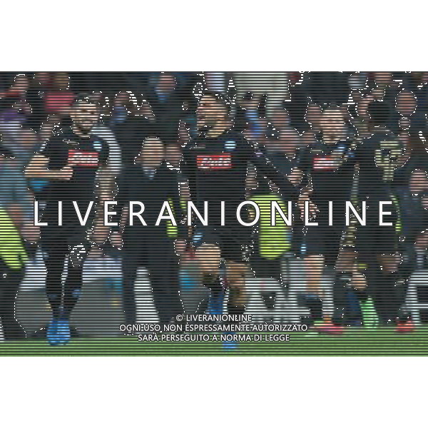 Real Madrid vs Napoli Champions League - Ottavi di finale, Santiago Bernabeu, Madrid 15 febbraio 2017 nella foto esultanza dopo il gol di Lorenzo Insigne ©MOSCA / AGENZIA ALDO LIVERANI SAS