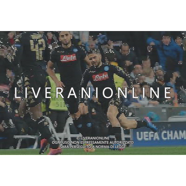 Real Madrid vs Napoli Champions League - Ottavi di finale, Santiago Bernabeu, Madrid 15 febbraio 2017 nella foto esultanza dopo il gol di Lorenzo Insigne ©MOSCA / AGENZIA ALDO LIVERANI SAS