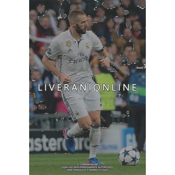 Real Madrid vs Napoli Champions League - Ottavi di finale, Santiago Bernabeu, Madrid 15 febbraio 2017 nella foto esultanza dopo il gol di Karim Benzema ©MOSCA / AGENZIA ALDO LIVERANI SAS