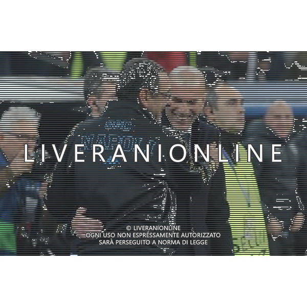 Real Madrid vs Napoli Champions League - Ottavi di finale, Santiago Bernabeu, Madrid 15 febbraio 2017 nella foto MAURIZIO SARRI, ZIDANE ZINEDINE ©MOSCA / AGENZIA ALDO LIVERANI SAS