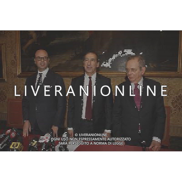 Milano ( MI ) 16/02/2017 Palazzo Marino incontro Italy is now and next! Nella foto: Angelino Alfano Ministro degli Affari Esteri e della Cooperazione Internazionale, Giuseppe Sala sindaco di Milano e Pier Carlo Padoan Ministro dell\'Economia e delle Finanze PH Lauro Montagnini /AGENZIA ALDO LIVERANI SAS / AGENZIA ALDO LIVERANI SAS