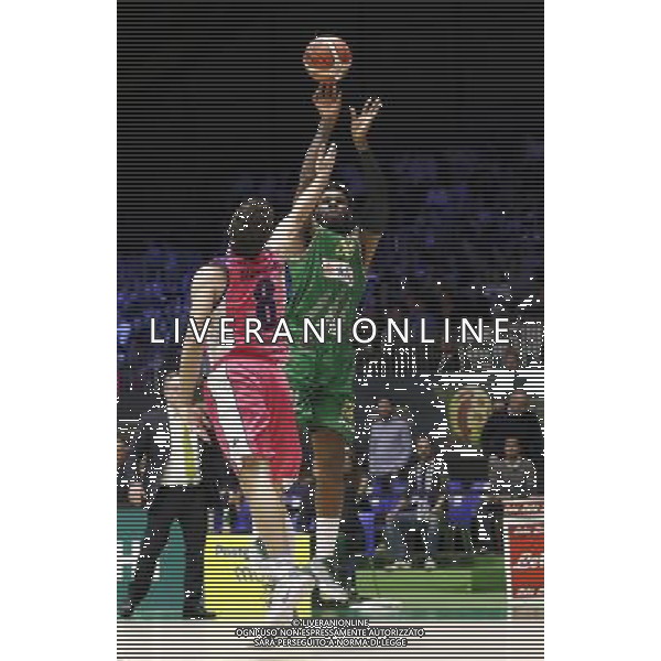 Poste Mobile Final Eight 17/02/2017 Sidigas Avellino - Banco di Sardegna Sassari nella foto: Regland Joe e Devecchi Giacomo Â©Claudio Zamagni/Agenzia Aldo Liverani during Quarter Finals of Poste Mobile Final Eight Italian Basketball Cup 2017 - Sidigas Avellino against Banco di Sardegna Sassari at Rimini Fiera, on February 17, 2017 photo credit by Claudio Zamagni/Aldo Liverani Photo Agency / AGENZIA ALDO LIVERANI SAS