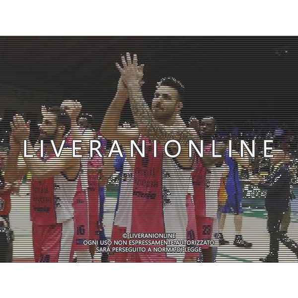 Poste Mobile Final Eight 18/02/2017 Banco di Sardegna Sassari - Germani Basket Brescia nella foto: Esultanza finale Sassari Â©Claudio Zamagni/Agenzia Aldo Liverani during Poste Mobile Final Eight Italian Basketball Cup 2017 - Banco di Sardegna Sassari against Germani Basket Brescia at Rimini Fiera, on February 18, 2017 photo credit by Claudio Zamagni/Aldo Liverani Photo Agency